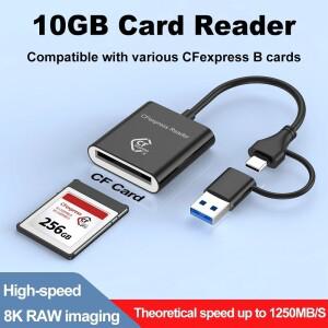 Android Windows XP/Vista/7/8/8.1/10/11 Mac OS용 10Gbps CFexpress  B 카드 리더기 USB3.2 Gen2 USB-C CF