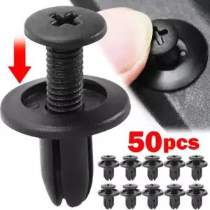50PCS 자동차 8MM 구멍 트림 차량 클립 패널 블랙 플라스틱 패스너 리벳 푸시 도어 50PCS
