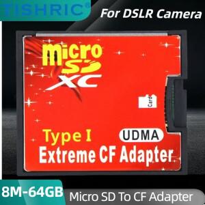 TISHRIC 마이크로 SD-CF 어댑터 메모리 카드 리더기 MicroSD/HC 용 SDHC  I-카메라 컴팩트 플래시 변환기