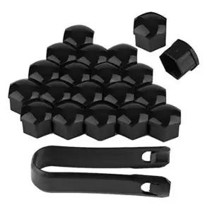 20PCS 자동차 바퀴 러그 볼트 19 먼지 21MM 녹슬지 커버 않는 너트 17 검정색 17mm Bla