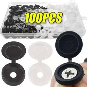100PCS 힌지 플라스틱 스크류 접이식 너트 스냅 보호 가구 나사 목재 장식 버튼 커버 bla 10pcs