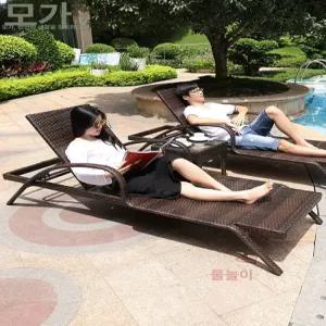 야외 썬 베드 라탄 일광욕 태닝 의자 라탄 쇼파