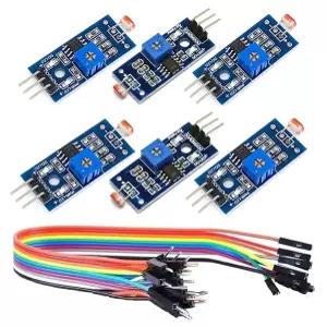WWZMDiB 6개 5MM LDR 광 센서 5516 포토레지스터 LM393 3핀 3.3-5V 아두이노 라즈베리 파이 ESP32와 호환됨