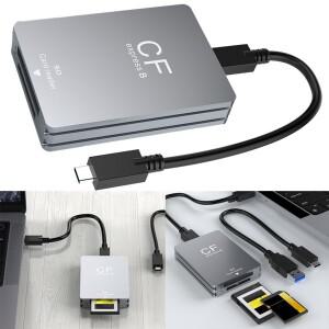 2in 1 CFexpress 타입 B SD 카드 리더 어댑터 USB 3.2 10Gbps 듀얼 슬롯 C to C/A 케이블 포함 SLR용