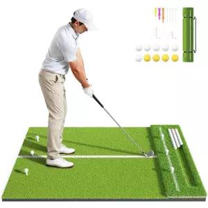 Dual-Turf 골프 히팅 매트 1.2 x 1.5m(4 x 5피트), 31mm 두께의 매트, 공 10개, 고무 티 2개 및 티 7개, 튼