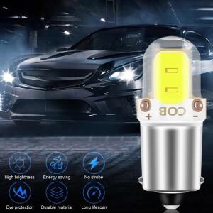 2pcss COB 2LED  전구 BA9S T4W H6W 12V 6000K 화이트 자동차 번호판 실내 표시등 독서등