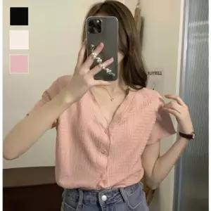 레이어링 루즈핏 볼레로 미니 봄 여름 브이넥 여성 사무실 ZWFB6103