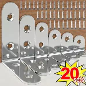 모양의 코너 브래킷 스테인레스 캐비닛 가구 스틸 프레임 직각 패스너 목재 90도 침대 1 Sets 16x20mm