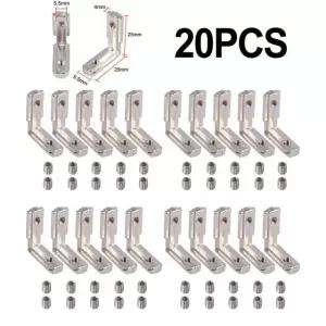 20개 코너 브래킷 슬롯 L자형 커넥터 EU 내부 알루미늄 하드웨어 90 프로파일 20pcs