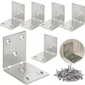 6PCS 브래킷 스테인레스 스틸 앵글 금속 직각 선반 침대 헤비 캐비닛 90도 듀티 나무 6PCS 36screws