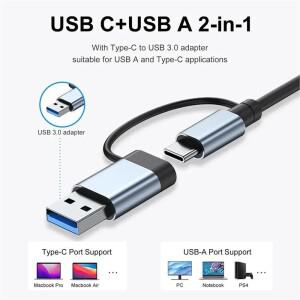 8in 2 포트 유형 C 허브 3.0 USB 집중 장치 도킹 멀티 어댑터 SD TF 카드 리더기 오디오 확장기 분배기