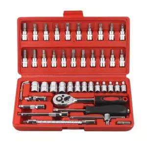 46PCS 자동차 수리 도구 세트 렌치 소켓 스크루 토크 래칫 스패너 키트 드라이버 콤보 46PCS