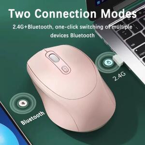 무선 게이밍 마우스 2.4G 블루투스 5.2 충전식 RGB 1600DPI 광학 마우스(PC 노트북 컴퓨터용)