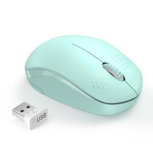 Seenda 2.4G USB 무선 마우스 수신기 포함) PC 컴퓨터 태블릿 노트북 용 휴대용 민트 그린 미니 슬림 일시