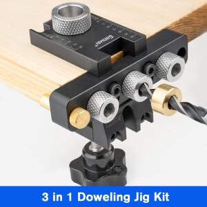 조절식 다웰링 지그 목공 포켓 3 in 1 홀 8MM 10MM 부시 드릴링 가이드 로케이터 펀처 도구