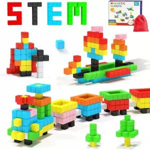 Hiwind 40pcs 마그네틱 블록 - 3 4 5 6 세를위한 이상적인 선물 3-5 세 소년 및 를위한 STEM 학습 장난감