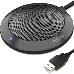 TKGOU 컨퍼런스 USB 마이크 LED 표시등이 있는 컴퓨터 데스크톱 온라인 회의 수업 스카이프 녹음 줌을 위한