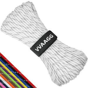 VVAAGG 반사 파라코드 로프 100FT, 7 가닥 나일론 랜야드 유틸리티 550 낙하산 코드, 야외 캠핑 하이킹용 4mm 얇은 텐트