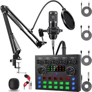 또한 팟캐스트 장비 번들 BM-800 마이크 및 V8s 사운드 카드가 포함된 노래 게임 라이브 스트리밍 YouTube