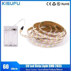 3AA 배터리 전원 5V Led 스트립 빛 SMD 2835 60LED 1M 2M 3M 4M 5M 50cm 유연한 스트라이프 방수 리본 다이
