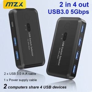 MZX USB 3.0 스위치 KVM 셀렉터 허브 도킹 스테이션, 2대의 노트북 PC용, 키보드, 마우스, 장치, 프린터,