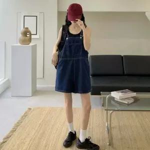 셀럽하우스 여성 PIED3425 귀엽곡 발랄한 데님 진청 점프수트 멜빵반바지