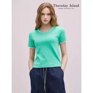 써스데이아일랜드 Thursday Island 배색 레이스 포인트 티셔츠T244MTS235W