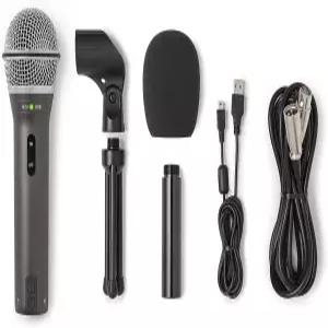 샘슨 테크놀로지스 2U USB/XLR 다이내믹 마이크 녹음 및 팟캐스트 팩(마이크 클립 데스크톱 스탠드