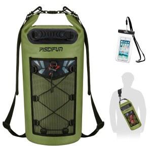 피시펀 드라이백, 방수 플로팅 백팩 10L /20L /30L /40L, 보트, 카약, 낚시용 휴대폰 케이스 포함