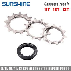 SUNSHINE 자전거 카세트 피니언 수리 부품 11T 12T 13T 8S 9S 10S 11S 12S 플라이휠 잠금 커버 포함