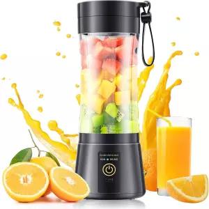 스무디와 쉐이크를 위한 휴대용 블렌더 - 380ml 여행용 컵 강력한 블렌딩을 스테인리스 스틸 블레이드 6개