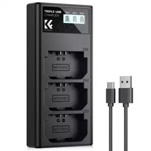 KF 컨셉 NPFZ00 충전기 소니 A7iii A7iv A7Rv A6700 A9 A FX3 ZVE 카메라용 LCD 디스플레이가 장착된 3슬롯