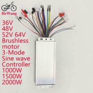 전기 자전거 컨트롤러 36V 48V 52V 64V DC 브러시리스 모터 3모드 사인파 1000W 45A 스쿠터용
