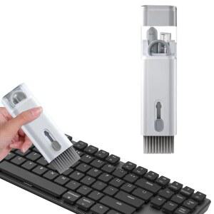 7 in 1 노트북 청소 키트 키보드 클리너, 컴퓨터 기술 브러시, 이어버드 카메라 PC 모니터 화면 클리너 도구 코너 갭 더스터 키캡 풀러(그레이)