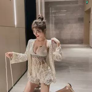 수영복 커버업 니트 그물 로브 비치 가디건 휴양지룩