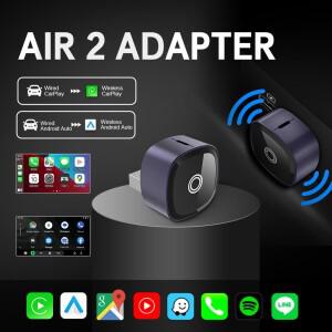 XUDA 2 in 1 무선 카플레이 어댑터&안드로이드 오토 어댑터 5Ghz WiFi 타입-C/USB 플러그 앤