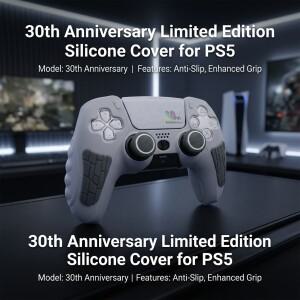 [호환품]한정판 PS5 컨트롤러 실리콘 커버 30주년 기념 터치 스크린 스티커 포함 PlayStation5 쉘 액세서리