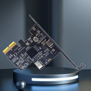 카드 추가 PCI Express X2 - Type-E + 확장 USB3.2 GEN2 10Gbps ASM3142 칩 데스크탑용 USB-C 어댑터