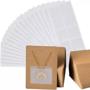 BUUFAN 400PCS 목걸이 디스플레이 카드 체인 접착 파우치 PVC 투명 자가 포켓 보석 홀더 판매브라운