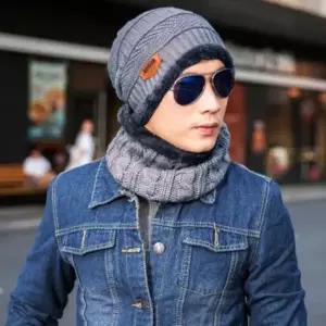 레이크 그레이 목도리 모자 세트 니트모자 일체형 일체형니트모자 일체형겨울모자 털모자