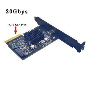 Windows 확장 어댑터 SATA 전원 카드용 USB PCIE  C PCI-Express 4X - 3.2 Gen 2X2(20Gbps) ASM3242 칩셋