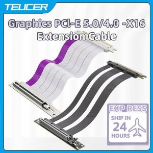 TEUCER PCI-E 5.0/4.0 X16 라이저 케이블 비디오 카드 확장 차폐 유연성 90 ° PC 시스템용 GPU 연장 코드