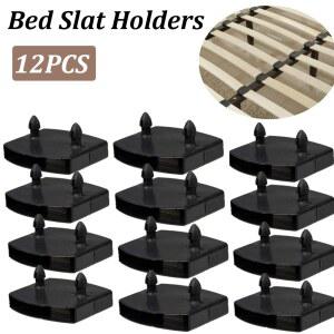 의자 바퀴 팔걸이 부품 나무 고무 소파 사각형 슬리브 12PCS 플라스틱 슬레이트 내부 부품에 침대 교체 프레임 홀더 검은 엔드 센터