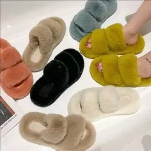 사무실 여성 털 슬리퍼 밍크 여자 털 슬리퍼 폭신 방한 사무실 털