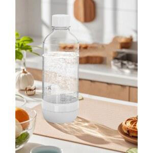 오이디파이 소다 메이커 병, 재사용 가능한 BPA 탄산음료 프리 기계 스파클링 1리터, 화이트(1L) 교체용 및 물병 2팩, 블랙(1L)