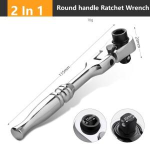 2In 1 라운드 핸들 래칫 렌치 1/4 더블 엔드 72 치아  스패너 도구 스크루 드라이버 소켓 비트 DIY 홈 수리