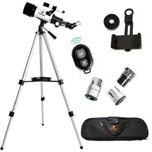 GSKYER 망원경, 70MM 구경 400MM AZ 마운트 천체 무선 휴대용 여행용 굴절 가방, 리모컨이 망원경 위한 휴대폰 포함된 - 초보자를 및 어댑터 망원경.