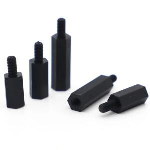 20/50pcs M2 M2.5 M3 M4 x L + 6mm 남성-여성 검정색 나일론 스탠드 오프 육각 스페이서 기둥 플라스틱 간