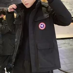 사파리 덕 다운 패딩 후드 커플 야상 점퍼 블랙