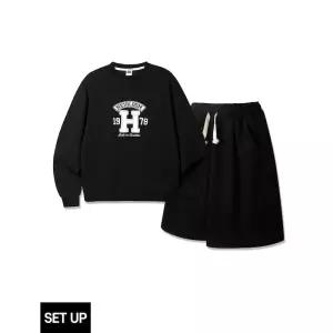 ALVINCLO [SET] 앨빈클로 HEIRLOOM 로고 맨투맨 7부 와이드 트레이닝 바지 셋업 1024071